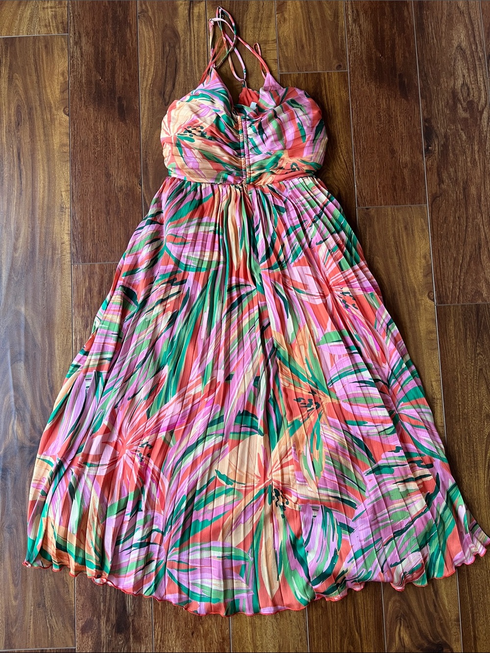 Sadie & Sage Coral Pink Tropical Maxi Dress